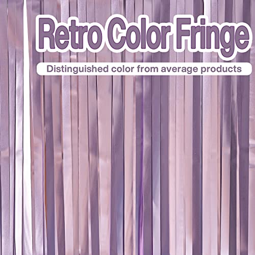 PartyWoo Foil Curtain Purple, 2 pcs 3.3x6.6 ft Light Purple Streamers, Tinsel Curtains, Backdrop Curtain, Foil Fringe Curtains, Party Streamers, Birthday Decorations, Party Backdrop, Wedding Backdrop