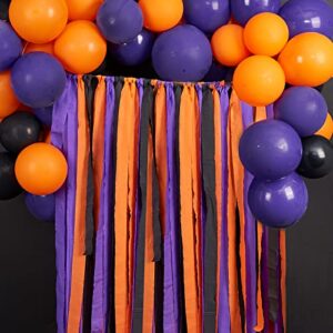 PartyWoo Crepe Paper Streamers 6 Rolls 492ft, Pack of Dark Purple, Orange and Black Party Streamers for Halloween Themed Birthday Decorations, Halloween Decorations (1.8 Inch x 82 Ft/Roll)