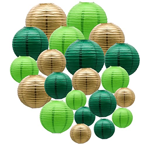 Green Paper Lanterns Party Decorations, Round Hanging Lantern for St. Patrick's Day, Graduation, Wedding, Tropical Jungle Theme Birthday Party Football Theme Baby Shower Decorations