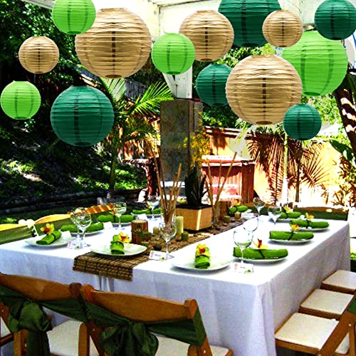 Green Paper Lanterns Party Decorations, Round Hanging Lantern for St. Patrick's Day, Graduation, Wedding, Tropical Jungle Theme Birthday Party Football Theme Baby Shower Decorations