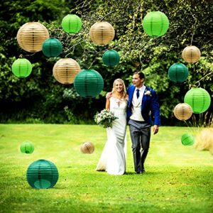 Green Paper Lanterns Party Decorations, Round Hanging Lantern for St. Patrick's Day, Graduation, Wedding, Tropical Jungle Theme Birthday Party Football Theme Baby Shower Decorations