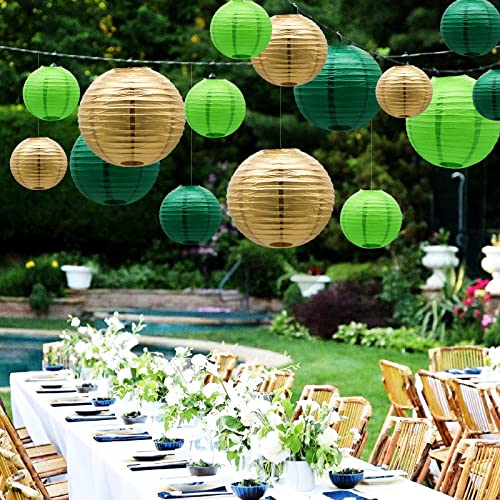 Green Paper Lanterns Party Decorations, Round Hanging Lantern for St. Patrick's Day, Graduation, Wedding, Tropical Jungle Theme Birthday Party Football Theme Baby Shower Decorations