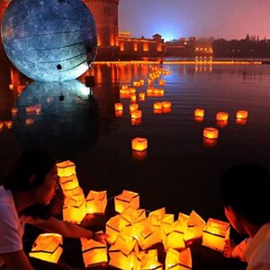 Paper Floating Lanterns with Candles Biodegradable for Wedding, Pool, Party, Praying, Chinese Wish Lanterns, Floating Lanterns for Lake or River, 10 Pack 5.9''