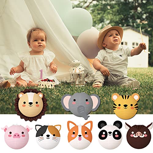 8 pcs Animal Paper Lanterns, VEINARDYL Party Decorations Barnyard Farm Lanterns Party Hanging Lanterns for Kids Baby Shower Western Cowboy Theme Birthday Party Decorations Supplies