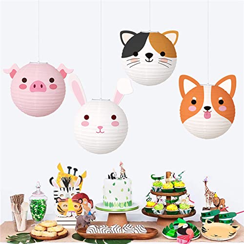 8 pcs Animal Paper Lanterns, VEINARDYL Party Decorations Barnyard Farm Lanterns Party Hanging Lanterns for Kids Baby Shower Western Cowboy Theme Birthday Party Decorations Supplies