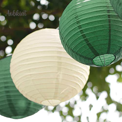 AOBKIAT Decorations Paper Lantern Kit-12PCS 3 Sizes Yellow Green White White Lemon Pattern for Neutral Baby Shower, Vintage Party,Birthday, Bridal Showers, Rustic Wedding Decorations
