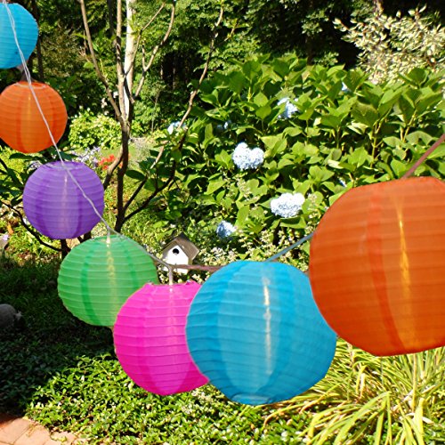 Lumabase Battery Operated String Lights with 10 Nylon Lanterns - Multicolor