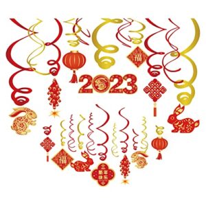 cieovo 30ct chinese new year 2023 hanging swirls decorations chinese red lanterns,chinese knot hanging swirl year of the rabbit festival ceiling decorations for party home office bedroom decorations