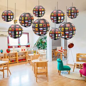 12pcs Flags of All Nations Paper Hanging Lanterns| International Flag Hanging Ornaments | 2022 World Cup Decor | Exchange Student Party Decor | School Sports Event | International Party Decorations