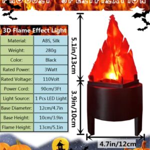 liziciti 3D Artificial Fake Fire Flames Light, 110V LED Effect Light Electric Campfire Lamp, Realistic Simulated Flame for Halloween Christmas Party Decor, Upgraded Version, Black