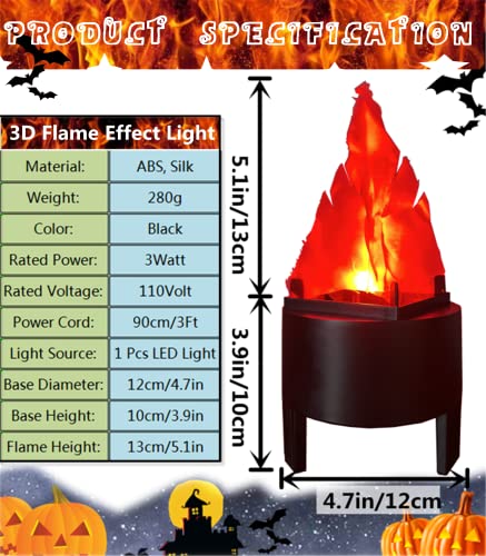 liziciti 3D Artificial Fake Fire Flames Light, 110V LED Effect Light Electric Campfire Lamp, Realistic Simulated Flame for Halloween Christmas Party Decor, Upgraded Version, Black