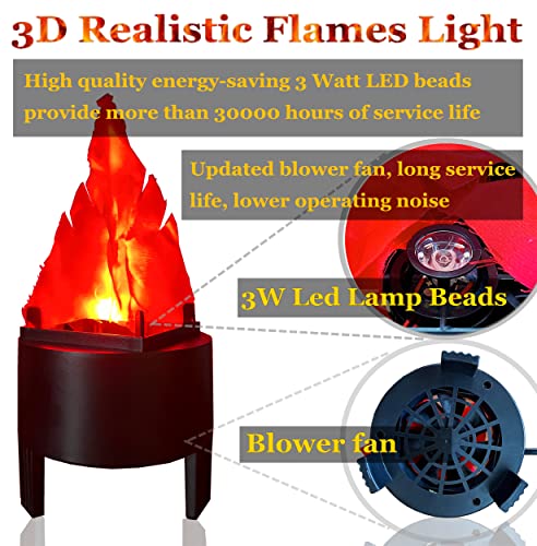 liziciti 3D Artificial Fake Fire Flames Light, 110V LED Effect Light Electric Campfire Lamp, Realistic Simulated Flame for Halloween Christmas Party Decor, Upgraded Version, Black