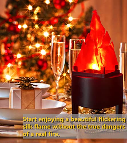 liziciti 3D Artificial Fake Fire Flames Light, 110V LED Effect Light Electric Campfire Lamp, Realistic Simulated Flame for Halloween Christmas Party Decor, Upgraded Version, Black