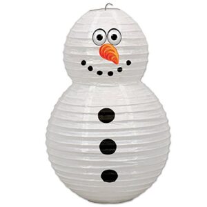 beistle snowman paper lantern, 19″ x 11.75″, white/black/orange