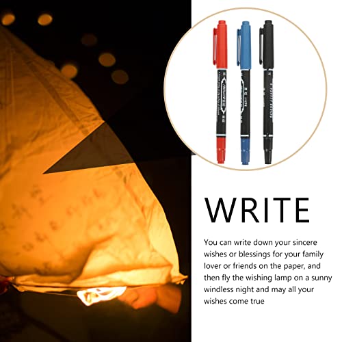 Sewroro 1 Set Chinese Paper Lanterns Oval Shaped Chinese Lanterns to Release in Biodegradable Floating Memorial Lanterns for Weddings Party Festivals Memorials and More with 3 Pens