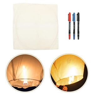 Sewroro 1 Set Chinese Paper Lanterns Oval Shaped Chinese Lanterns to Release in Biodegradable Floating Memorial Lanterns for Weddings Party Festivals Memorials and More with 3 Pens