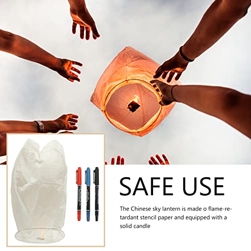 Sewroro 1 Set Chinese Paper Lanterns Oval Shaped Chinese Lanterns to Release in Biodegradable Floating Memorial Lanterns for Weddings Party Festivals Memorials and More with 3 Pens