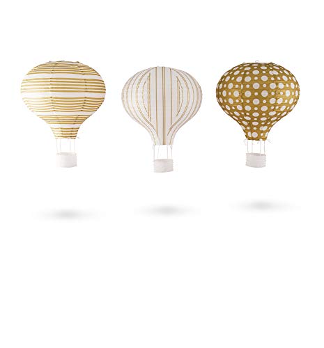 WEDDINGSTAR Hot Air Balloon Paper Lantern Set in Gold and White