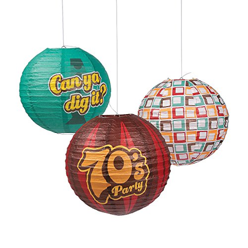 Fun Express - 70's Party Paper Lanterns for Party - Party Decor - Hanging Decor - Lanterns - Party - 6 Pieces