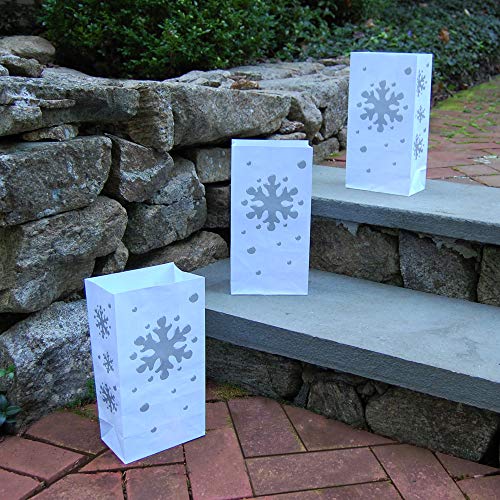 Lumabase Paper Luminaria Bags, Snowflake - Set of 24