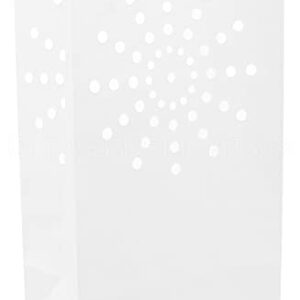 CleverDelights White Luminary Bags - 20 Count - Sunburst Design - Wedding Party Christmas Holiday Luminaria