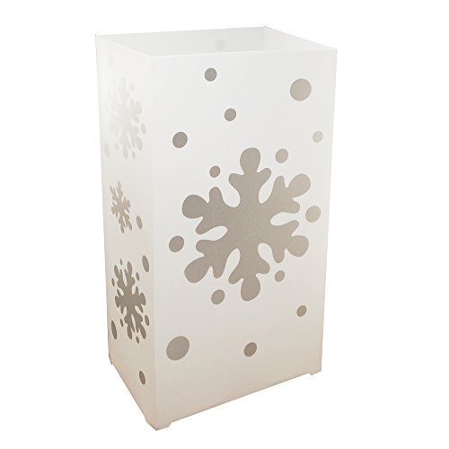 Lumabase Plastic Luminaria Lanterns, Snowflake - Set of 10