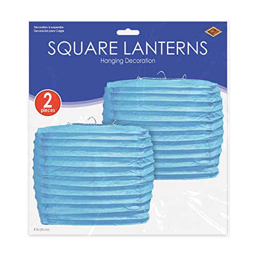 Beistle 2 Piece 8" Square Paper Lanterns, Turquoise