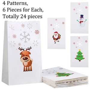 URATOT 24 Pieces White Luminary Bags Paper Luminaries Lantern Flame-Resistant Candle Bags with 4 Styles Christmas Designs for Home, Christmas, Outdoor, Party Decor
