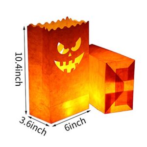 20 Pieces Halloween Pumpkin Bags Candle Luminary Bags Paper Lantern Bags for Halloween Wedding Party Decoration