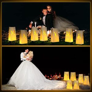 Eersida 7 Pieces Wedding Proposal Decorations Marry Me Light up Letters Sign Set Paper Luminaria Bags with 14 LED Lights for Engagement Party Romantic Night Girl Boy Living Room Office, White