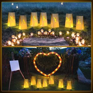 Eersida 7 Pieces Wedding Proposal Decorations Marry Me Light up Letters Sign Set Paper Luminaria Bags with 14 LED Lights for Engagement Party Romantic Night Girl Boy Living Room Office, White