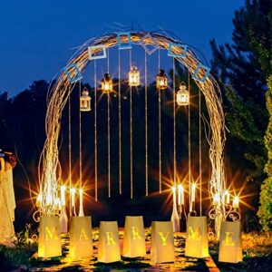 Eersida 7 Pieces Wedding Proposal Decorations Marry Me Light up Letters Sign Set Paper Luminaria Bags with 14 LED Lights for Engagement Party Romantic Night Girl Boy Living Room Office, White