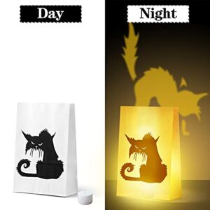 Halloween Lantern Luminary Paper Bags 4 Different Style 16 Pieces Paper Candle Bags with LED Tea Lights,Halloween Party Decor