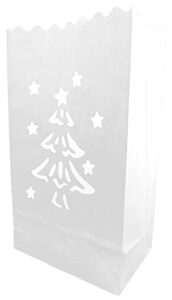 cleverdelights white luminary bags – 30 count – christmas tree design – wedding party christmas holiday luminaria
