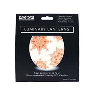 MODGY Luminary Lanterns Candle Holder Decorative Indoor Outdoor Decor, Lanterns for Wedding Centerpiece Decoration Outside Patio 4-Pack, with Flameless Floating LED Candles Jaya