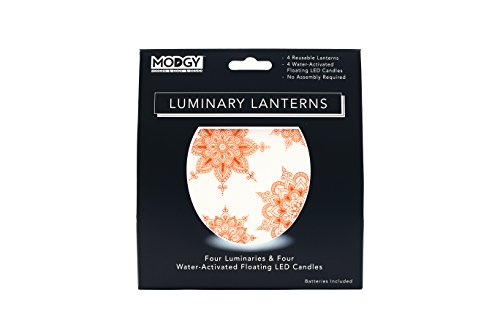 MODGY Luminary Lanterns Candle Holder Decorative Indoor Outdoor Decor, Lanterns for Wedding Centerpiece Decoration Outside Patio 4-Pack, with Flameless Floating LED Candles Jaya