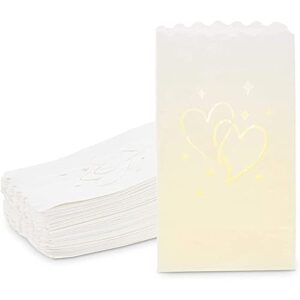 white luminary bags for weddings and party decor (10 x 5.9 x 3.5 in, 60 pack)
