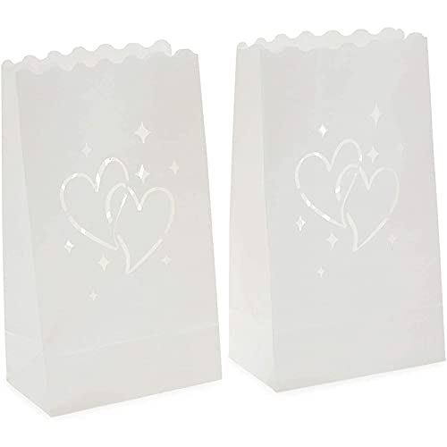 White Luminary Bags for Weddings and Party Decor (10 x 5.9 x 3.5 in, 60 Pack)