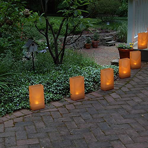 Lumabase Solar Powered Luminaria Kit, Tan - Set of 6