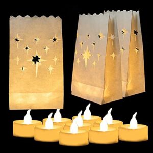 Homemory Value Set - 50 Luminary Bags & 100 LED Tea Lights, Long Lasting Battery Included, Ideal for Various Decor