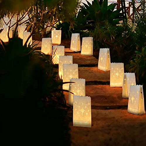 Homemory Value Set - 50 Luminary Bags & 100 LED Tea Lights, Long Lasting Battery Included, Ideal for Various Decor