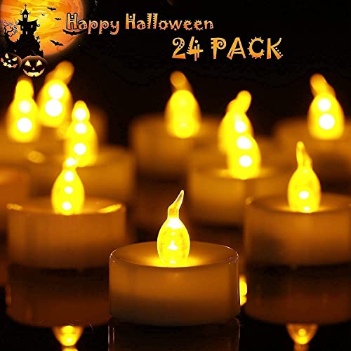 Homemory 24 Halloween Luminary Bags & 24 LED Tea Lights, Long Lasting Battery Included, Ideal for Various Decor