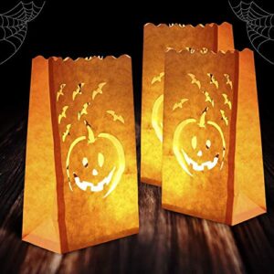 Homemory 24 Halloween Luminary Bags & 24 LED Tea Lights, Long Lasting Battery Included, Ideal for Various Decor