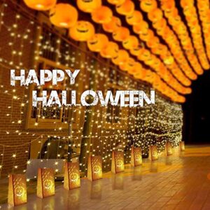 Homemory 24 Halloween Luminary Bags & 24 LED Tea Lights, Long Lasting Battery Included, Ideal for Various Decor