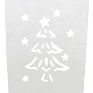 CleverDelights White Luminary Bags - 10 Count - Christmas Tree Design - Wedding Party Christmas Holiday Luminaria