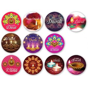 kymy 66pcs happy diwali stickers for kids,11 sheets colorful different style circle diwali stickers for box cards envelope seals india festival of lights party decorations