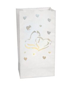 luminary bags paper two hearts (12 pack) weddings/bridal showers/party supplies