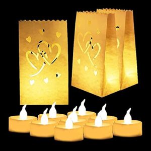homemory value set – 50 luminary bags & 100 led tea lights, long lasting battery included, ideal for various decor