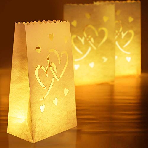 Homemory Value Set - 50 Luminary Bags & 100 LED Tea Lights, Long Lasting Battery Included, Ideal for Various Decor