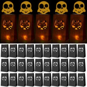 halloween luminary bags halloween paper candle bags skull tea light bags flame resistant halloween candle holder bags for halloween wedding party decorations (60)